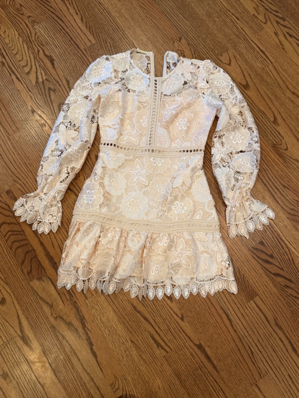 Just Me Lace Long-Sleeve Dress in Cream